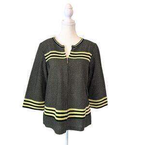 Ming Wang Striped Knit V-Neck Sweater Cardigan Jacket Plus Size Blue Green